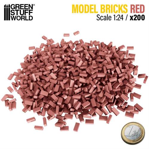 Model bricks - Miniature Bricks - Red x200 1:24